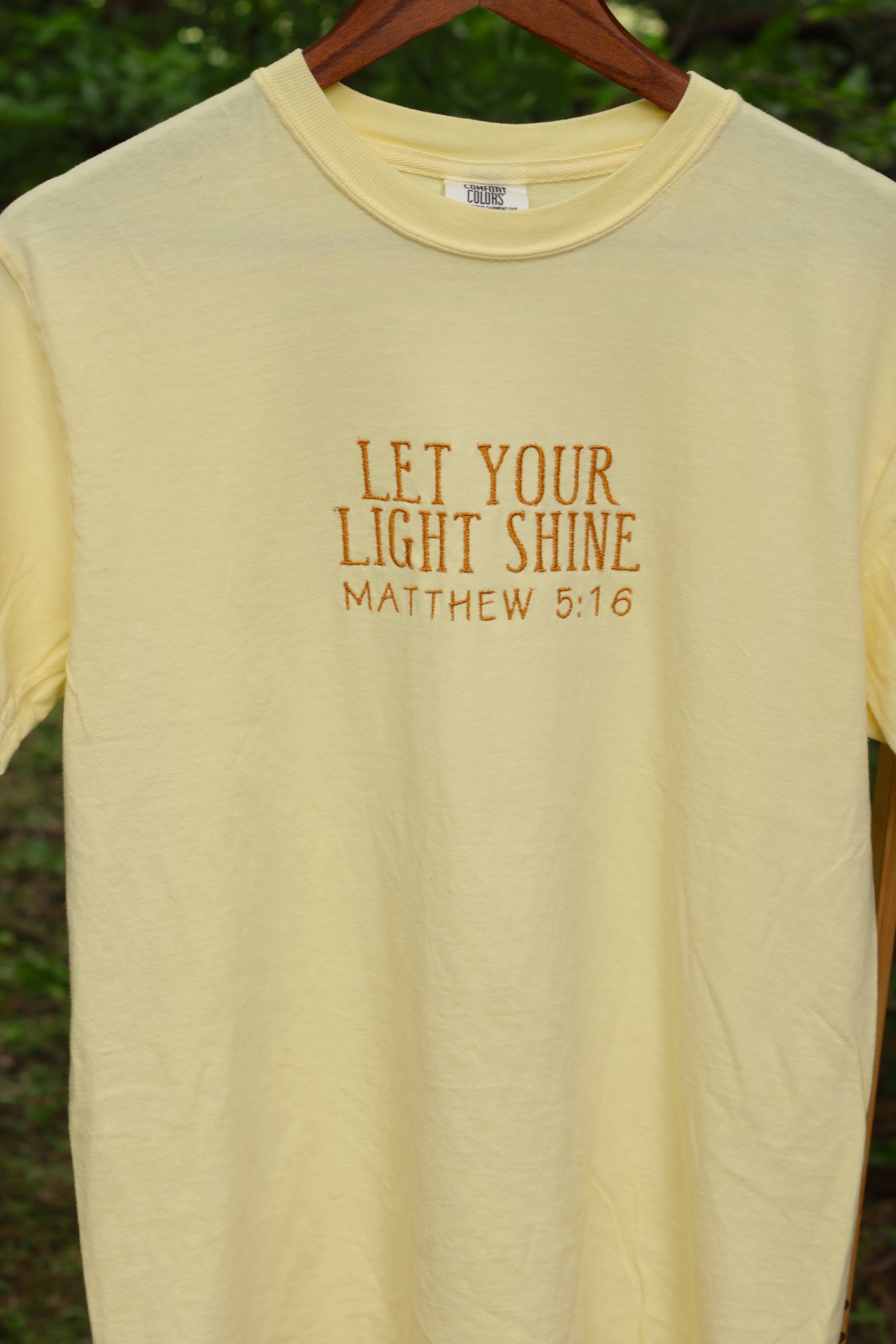 “Let Your Light Shine” Comfort Colors T-Shirt | Yellow