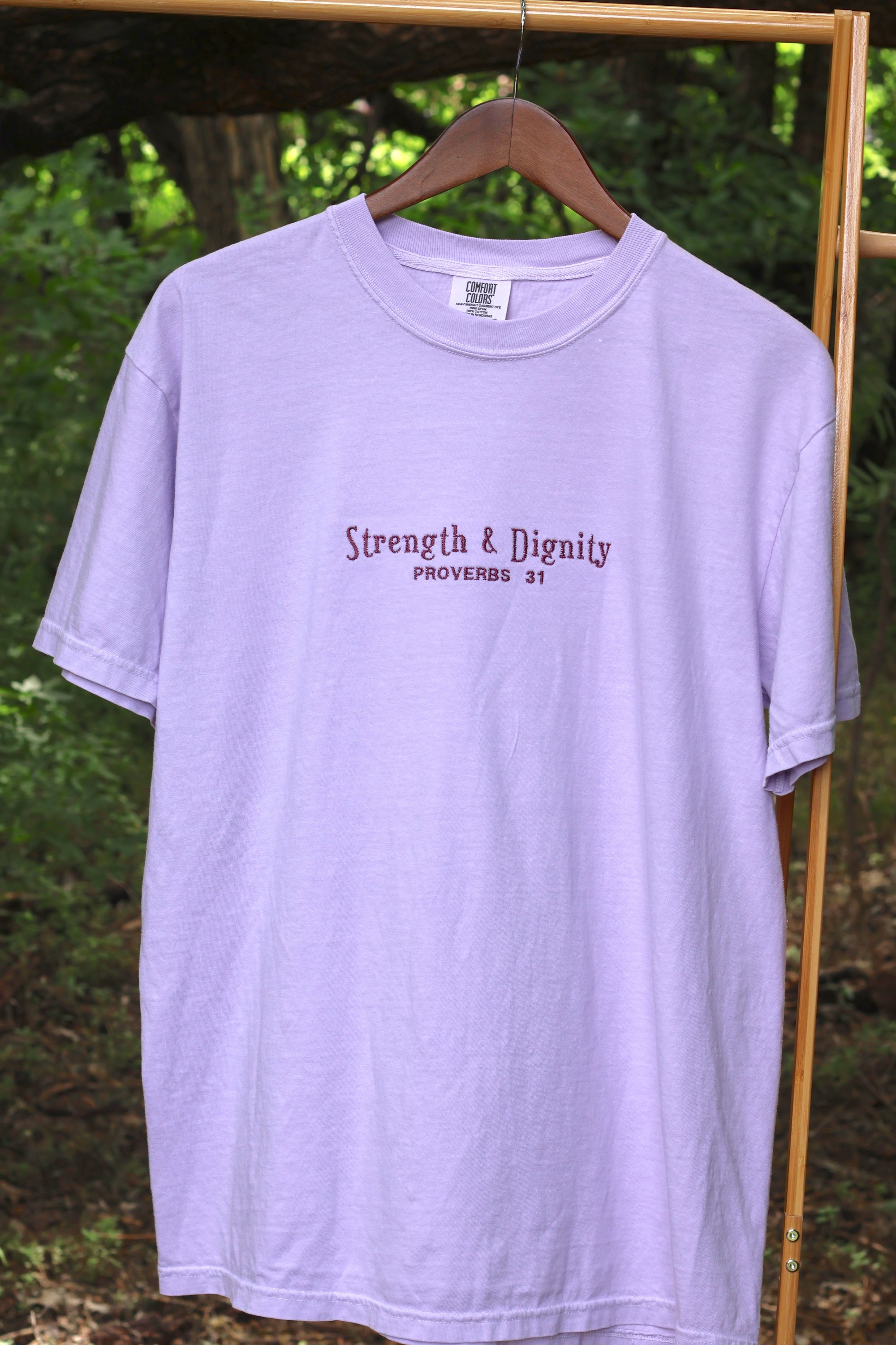 “Strength & Dignity” Comfort Colors T-Shirt | Orchid