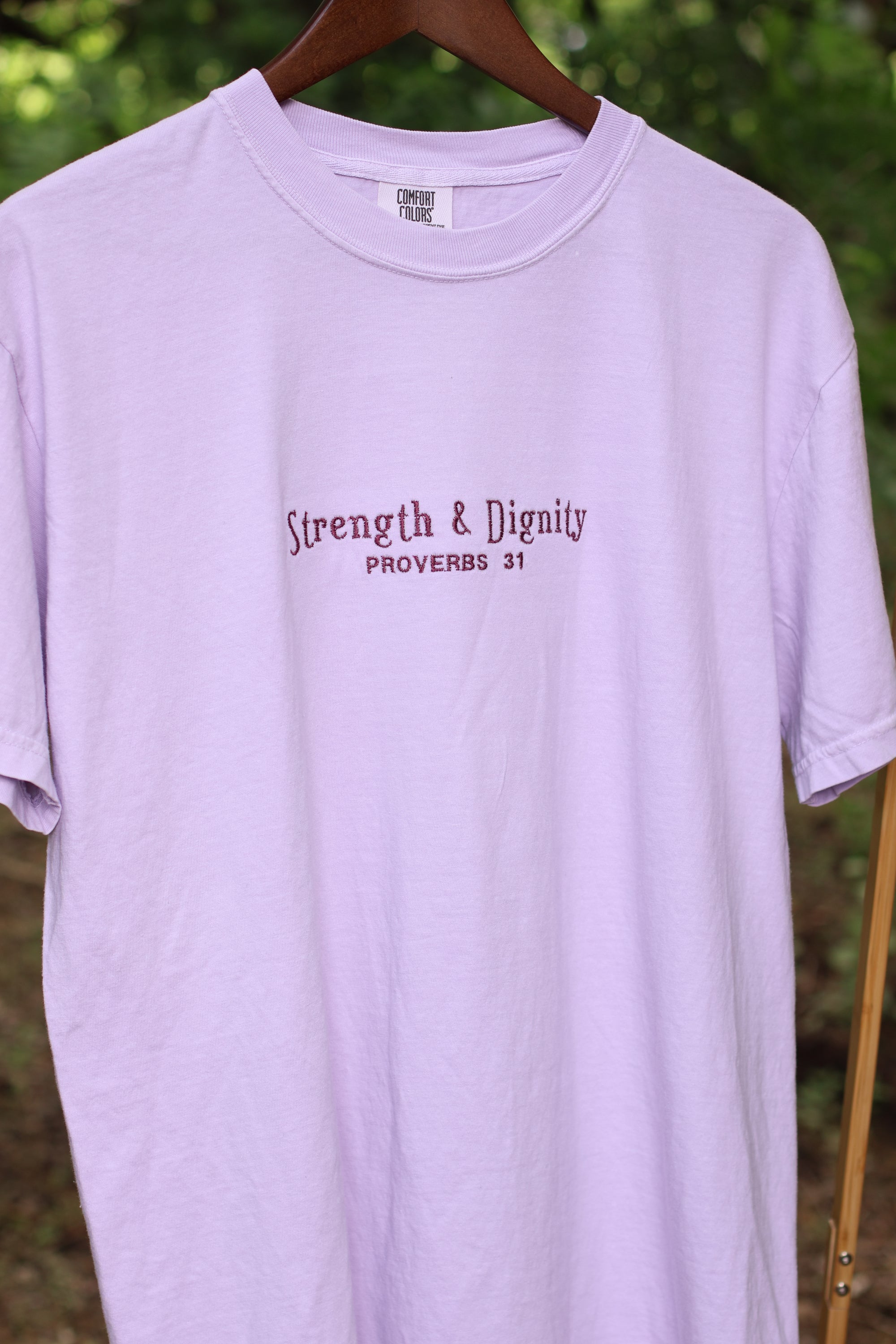 “Strength & Dignity” Comfort Colors T-Shirt | Orchid