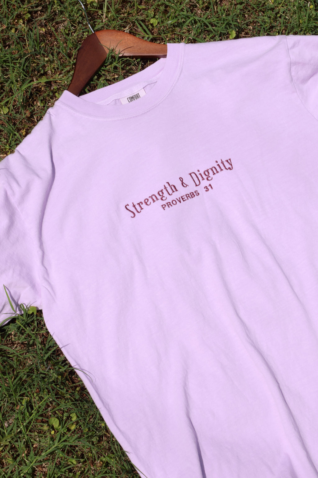 “Strength & Dignity” Comfort Colors T-Shirt | Orchid