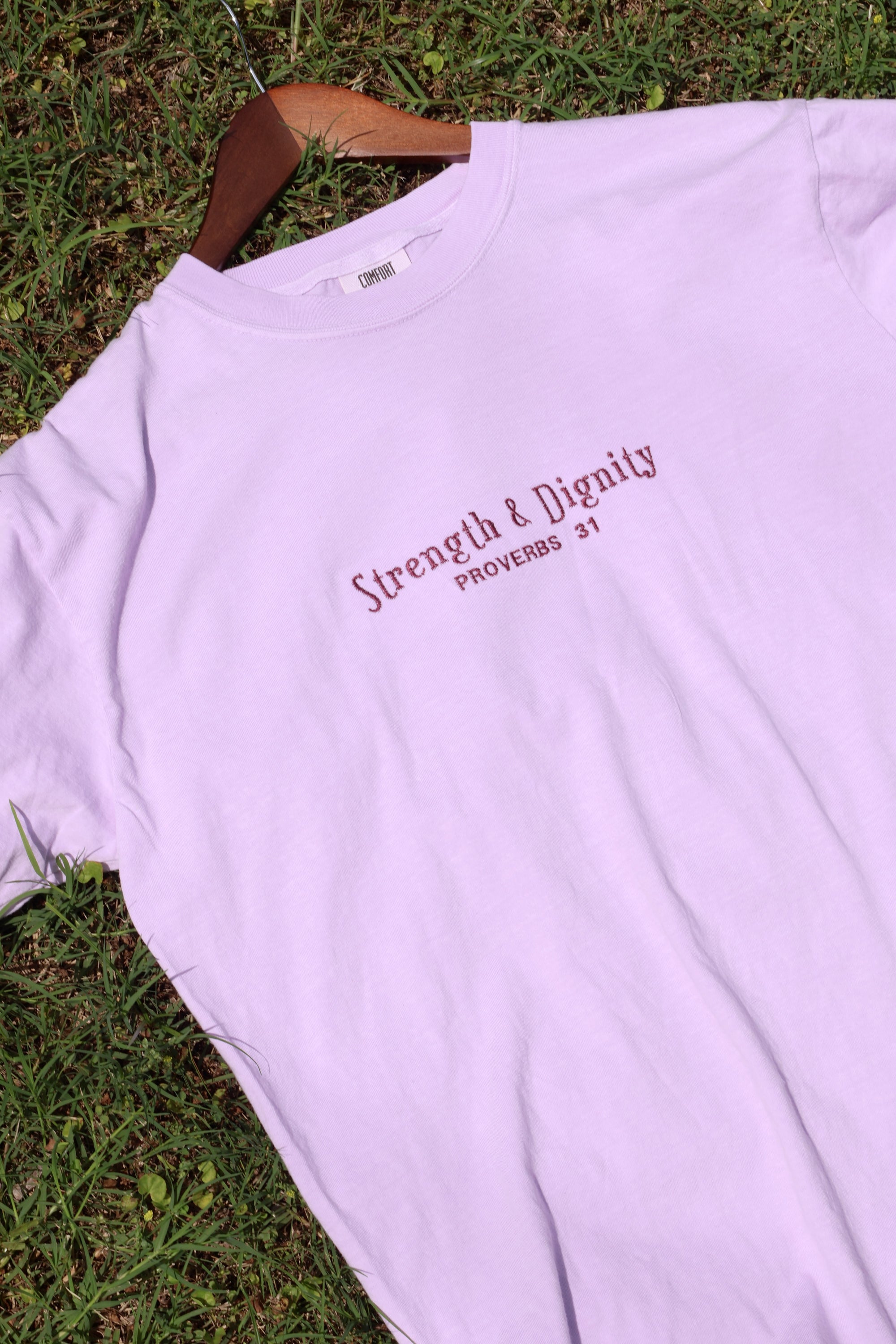 “Strength & Dignity” Comfort Colors T-Shirt | Orchid