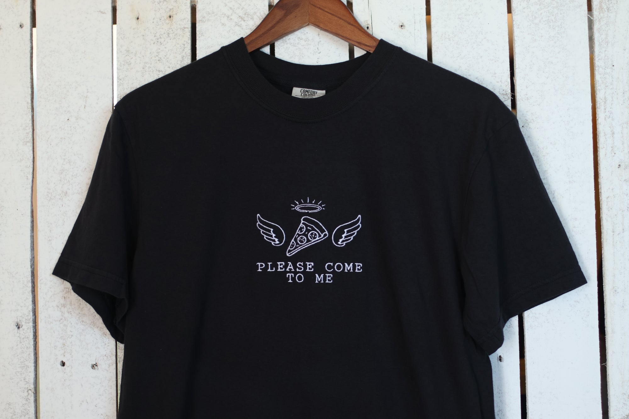 Pizza Angel "Please Come to Me" Comfort Colors T-Shirt | Black
