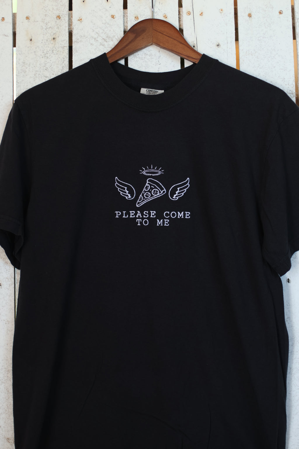 Pizza Angel "Please Come to Me" Comfort Colors T-Shirt | Black