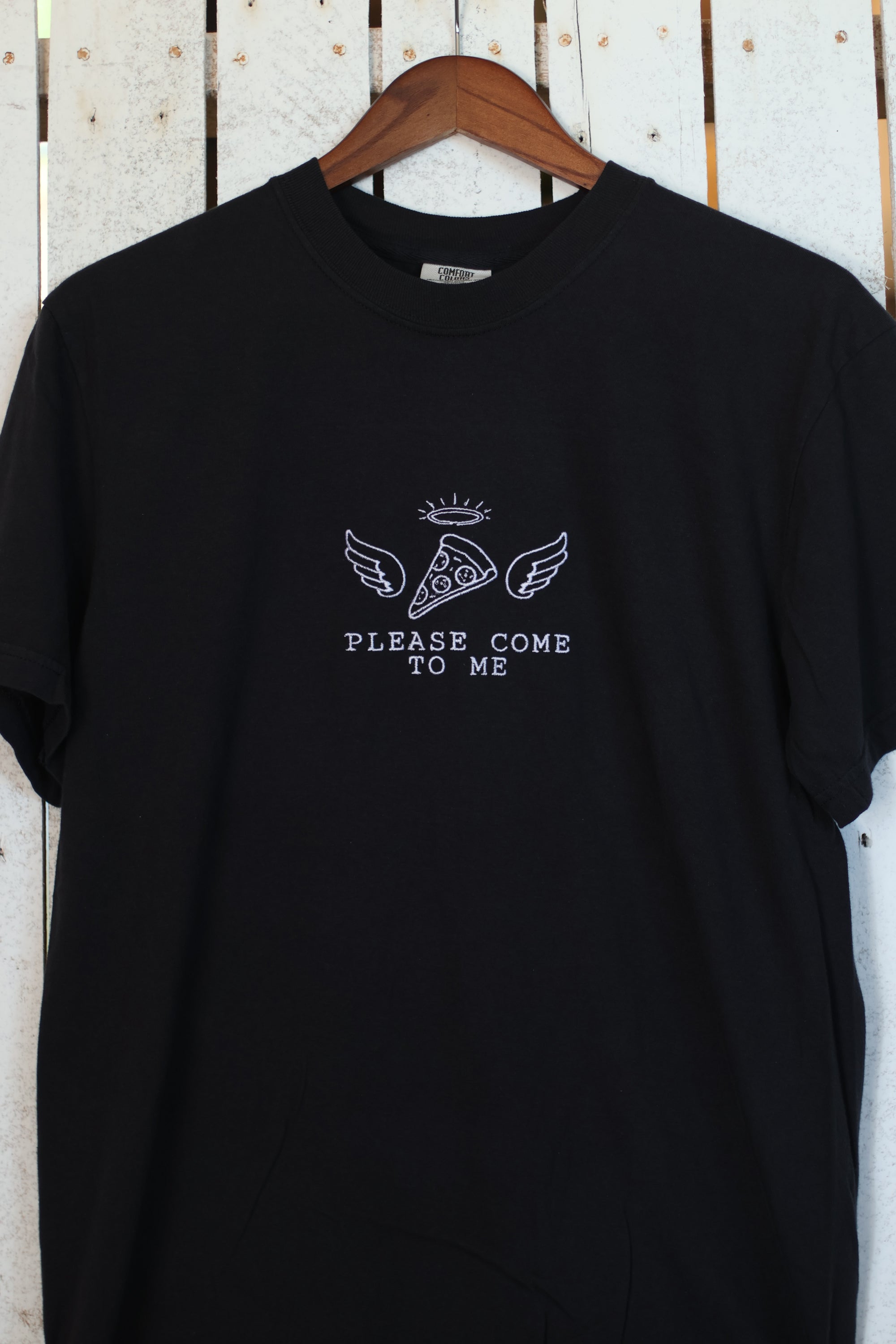Pizza Angel "Please Come to Me" Comfort Colors T-Shirt | Black