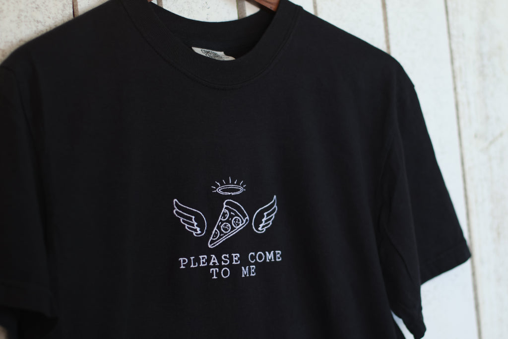 Pizza Angel "Please Come to Me" Comfort Colors T-Shirt | Black