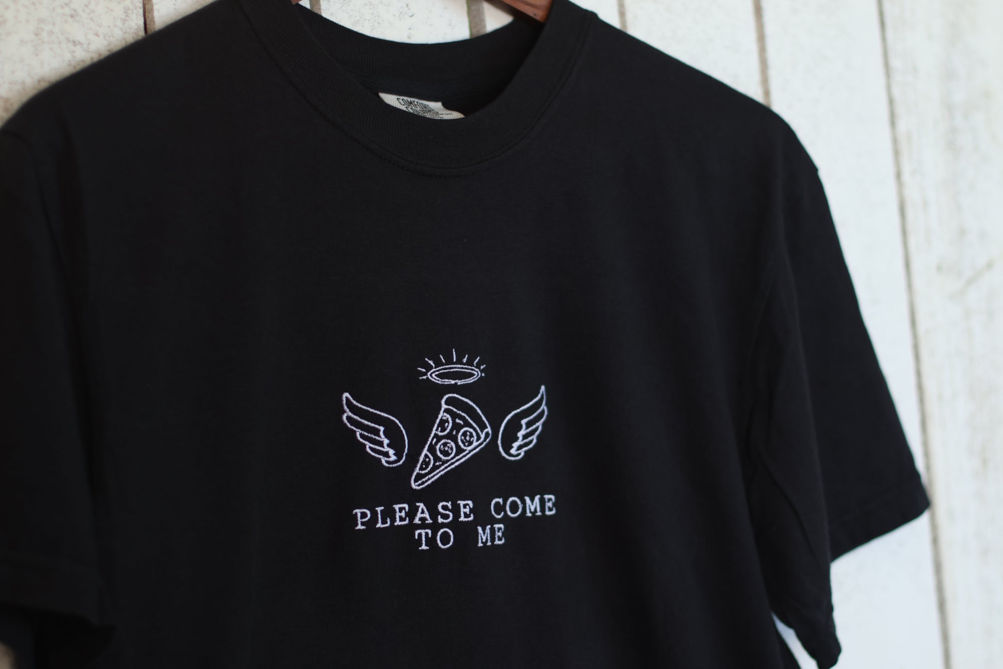 Pizza Angel "Please Come to Me" Comfort Colors T-Shirt | Black