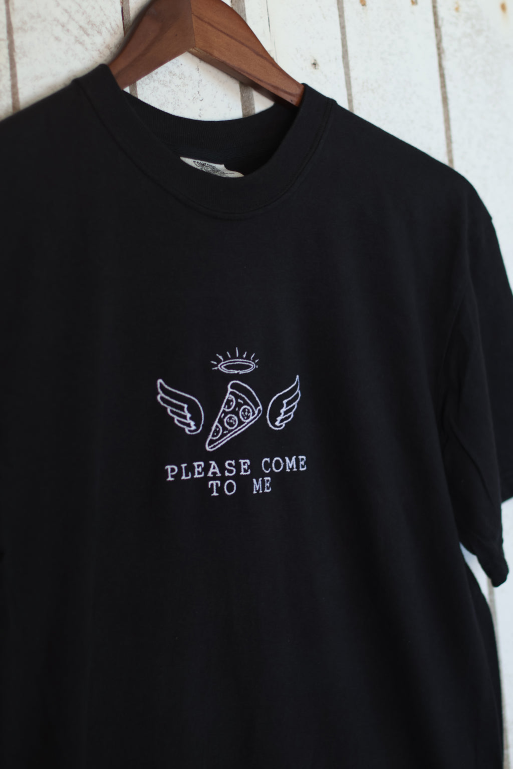 Pizza Angel "Please Come to Me" Comfort Colors T-Shirt | Black
