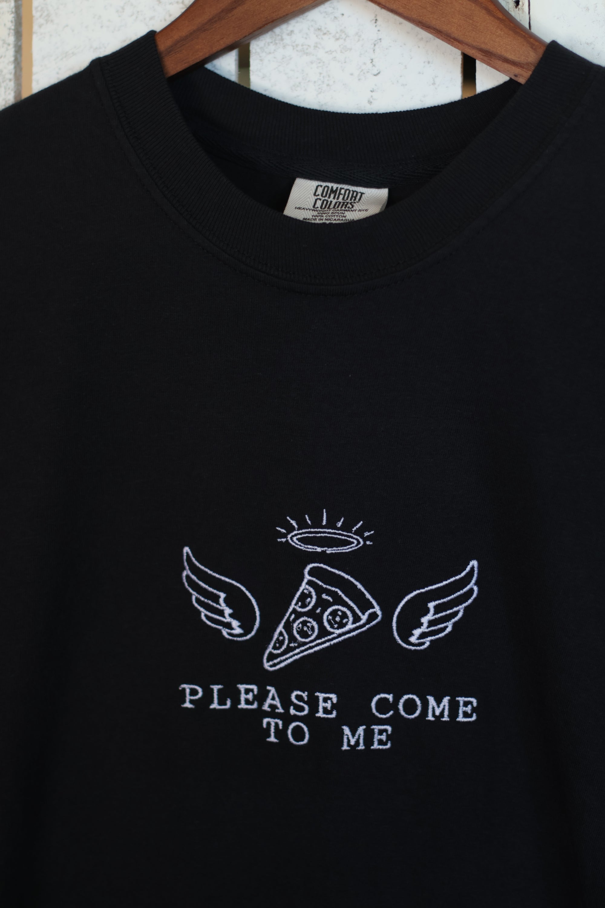 Pizza Angel "Please Come to Me" Comfort Colors T-Shirt | Black