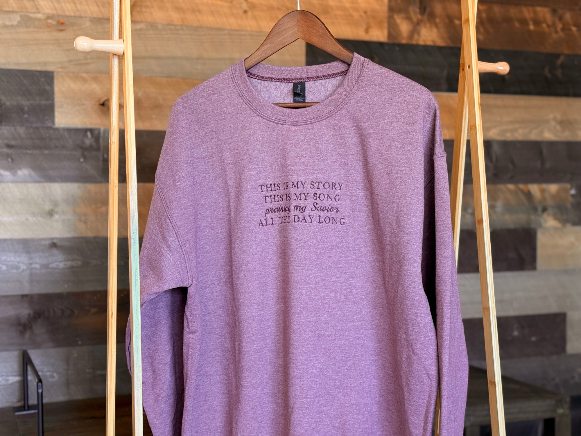 "Blessed Assurance" Crewneck Sweatshirt - Maroon