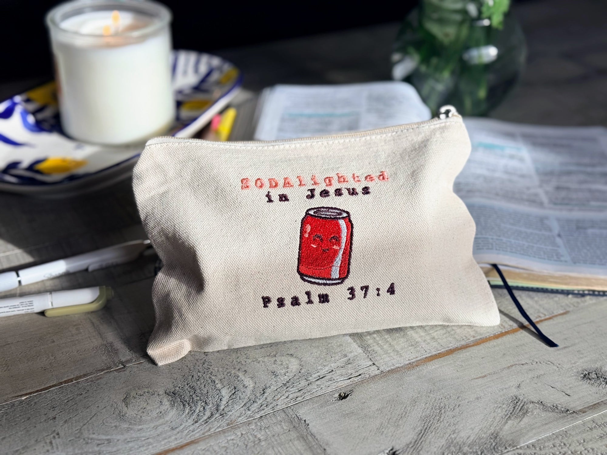 SODAlighted in Jesus Zippered Canvas Pouch