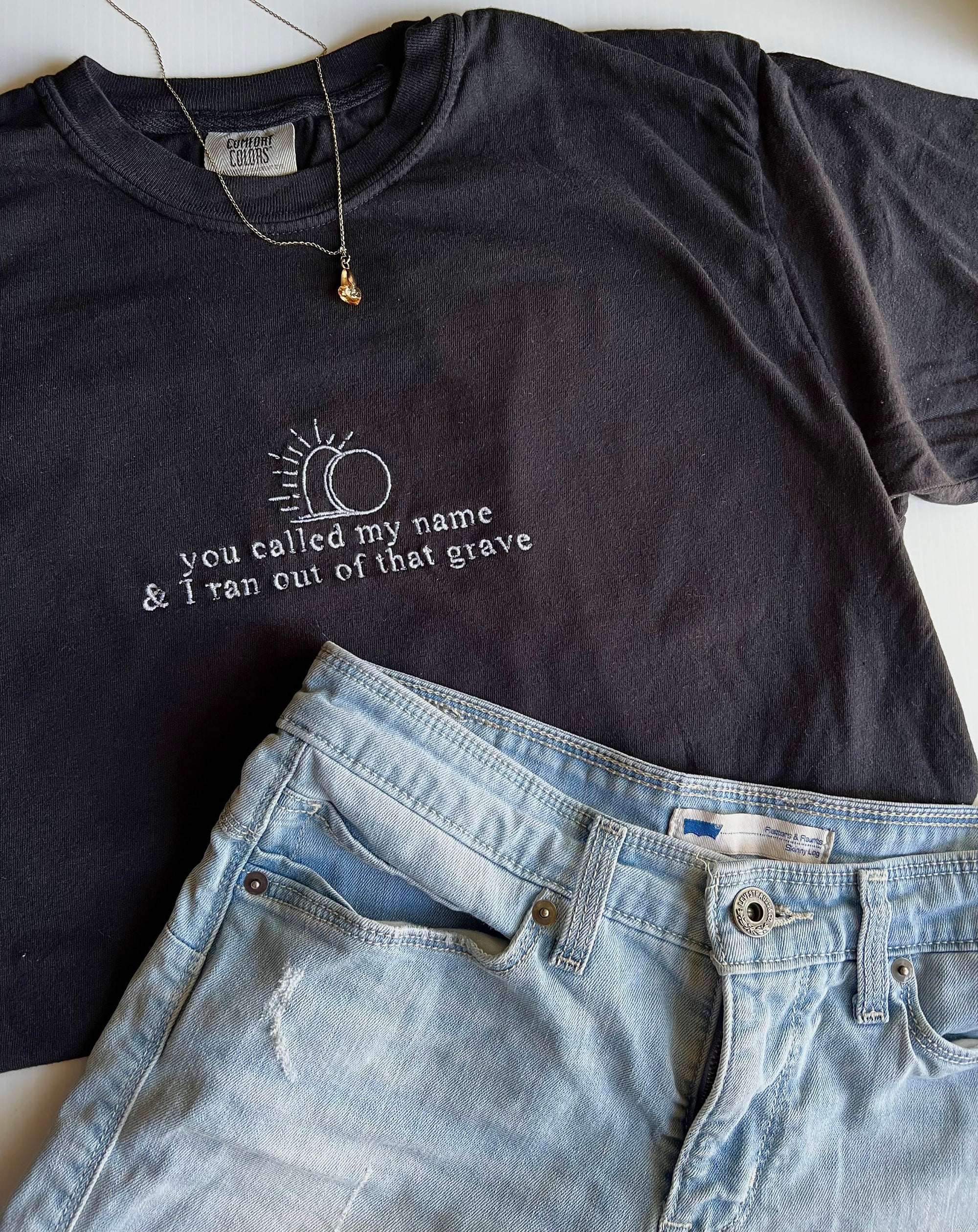Glorious Day Embroidered T-Shirt – Comfort Colors Black Tee