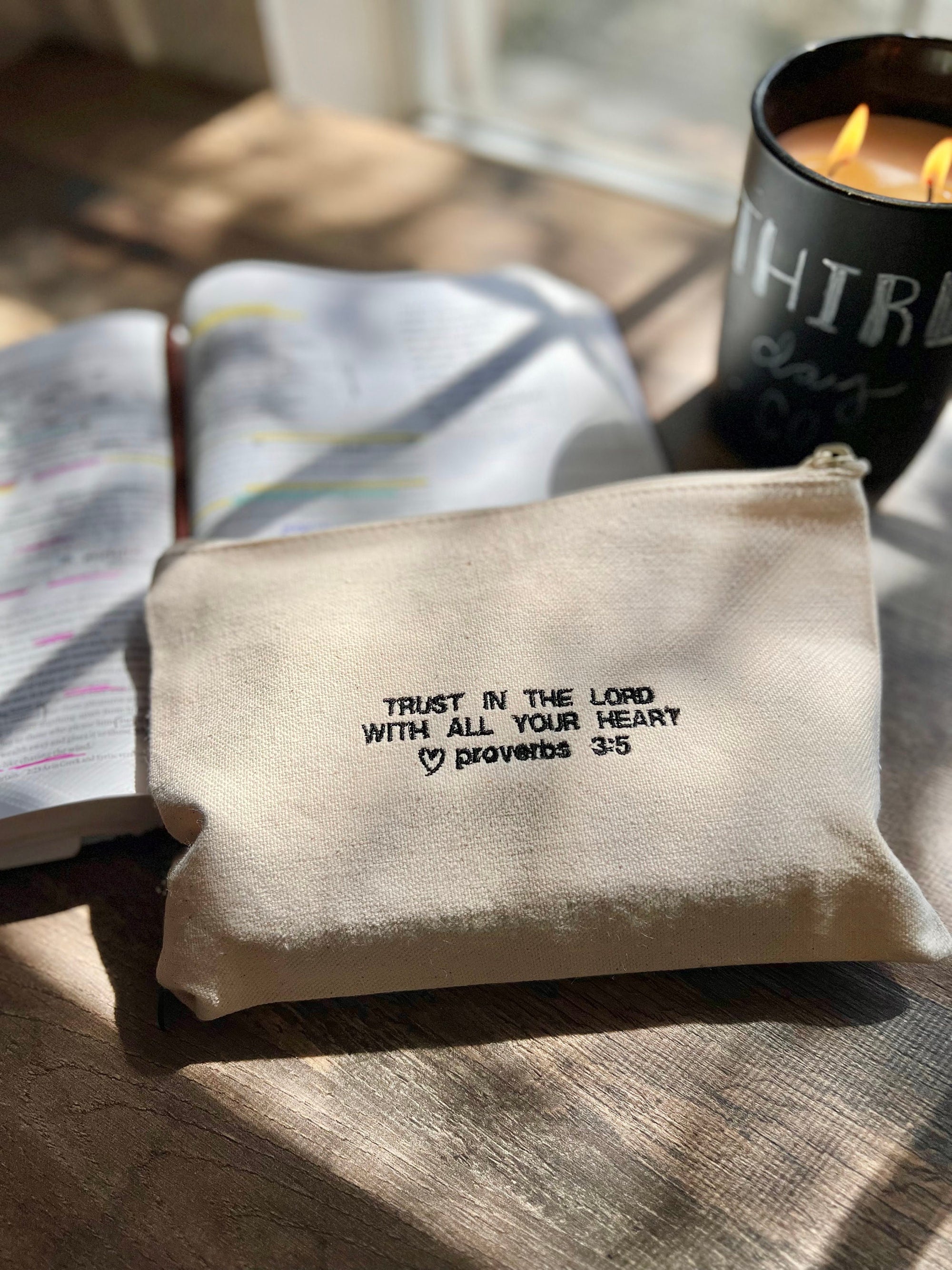 Proverbs 3:5 Canvas Zipper Pouch