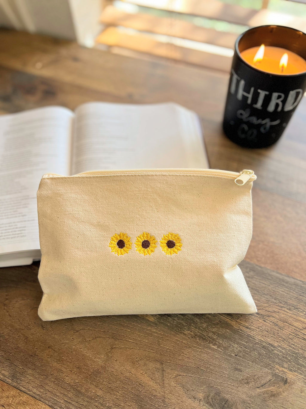 Sunflower Canvas Zipper Pouch