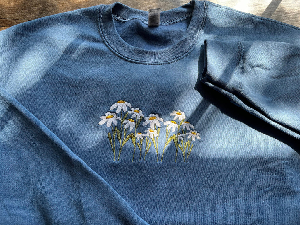 Daisies Crewneck Sweatshirt - Indigo Blue