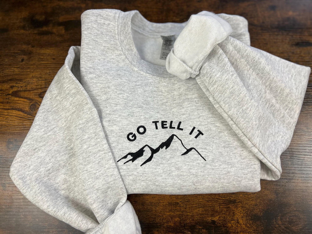 Go Tell It on the Mountain Crewneck Sweatshirt – Ash Gray