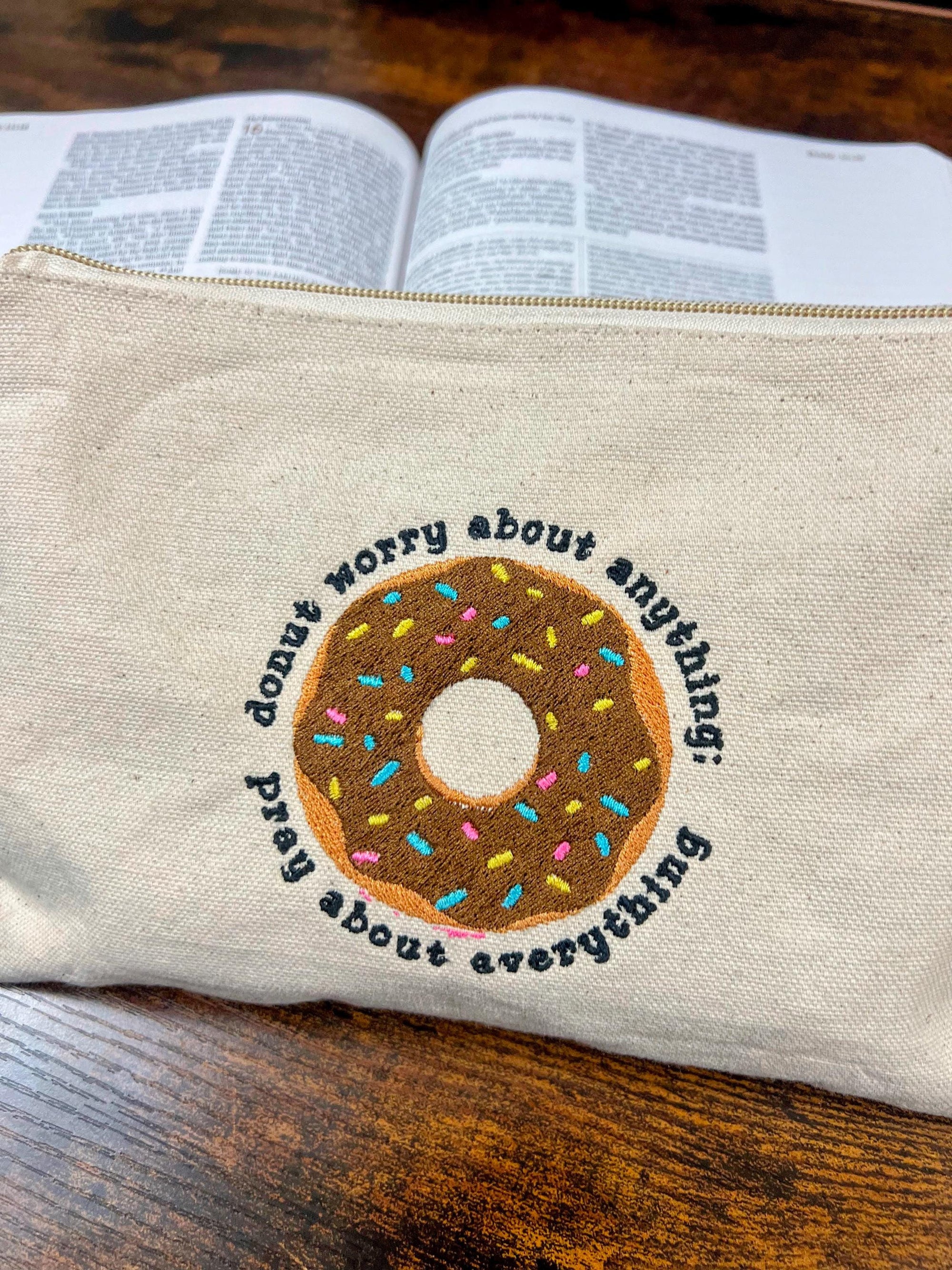 “Donut Worry—Pray About Everything” Zippered Pouch