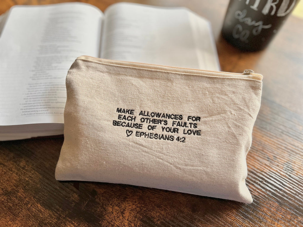 Ephesians 4:2 Zippered Canvas Pouch
