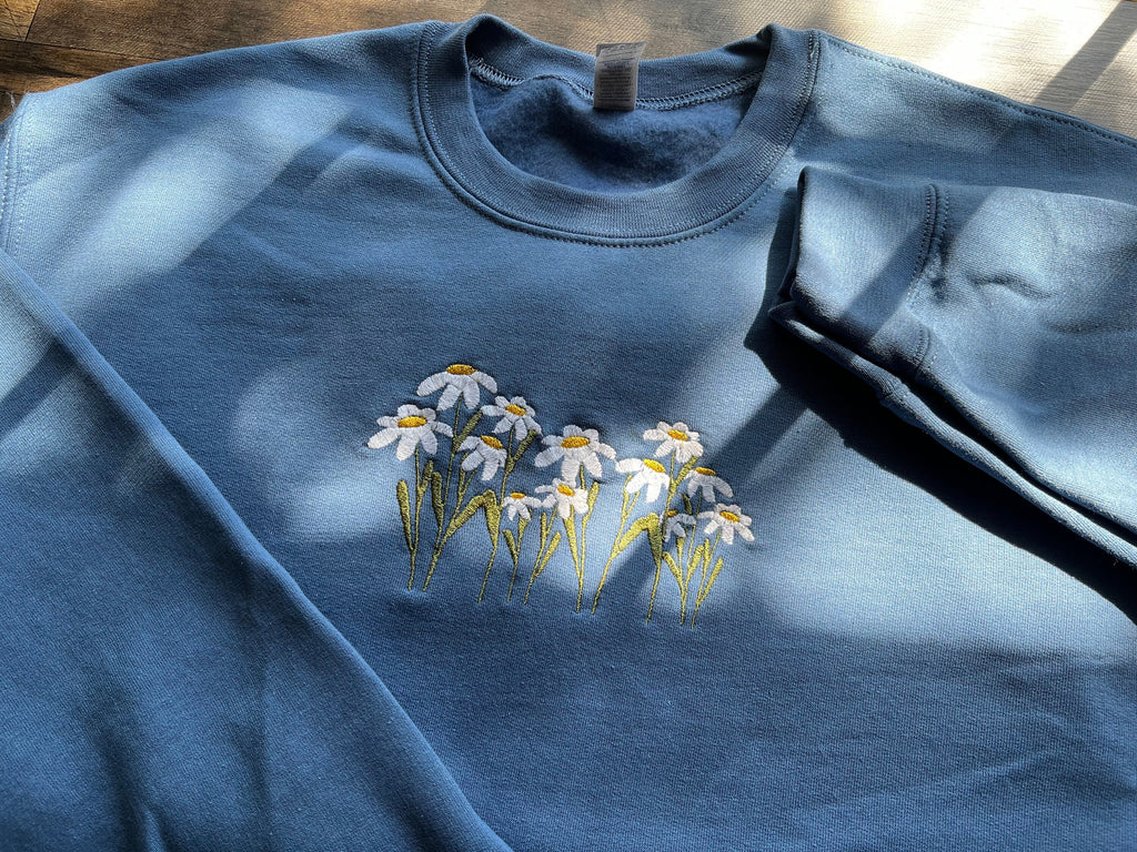 Daisies Crewneck Sweatshirt - Indigo Blue